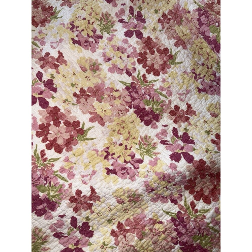VTG Laura Ashley Reversible Floral/Stripe Quilt  Bedspread Coverlet Queen/Full